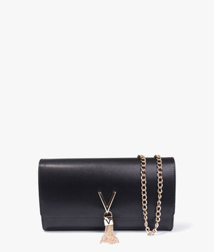 Divina large clutch in black and gold