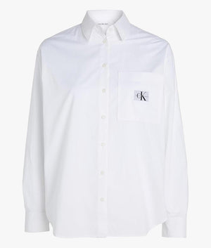 Woven label relaxed shirt in bright white