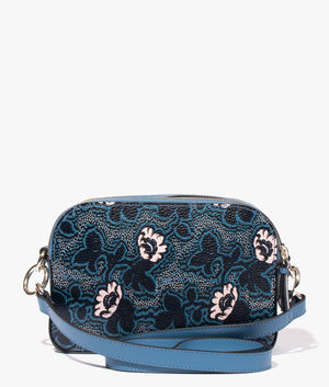 Darlino graphic floral print camera bag in blue