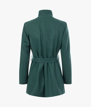 Rosess short wool wrap coat in dark green