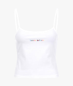 Logo fitted strappy top in white