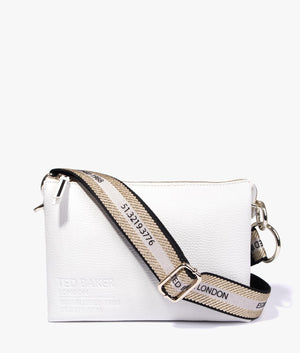 Delphia branded webbing crossbody in ecru