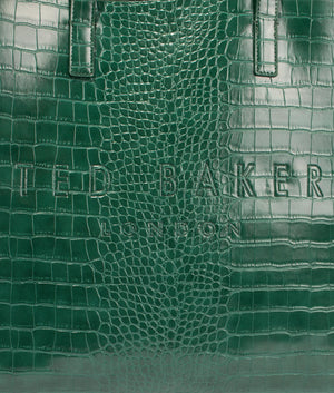 Croccon croc print large shopper in green