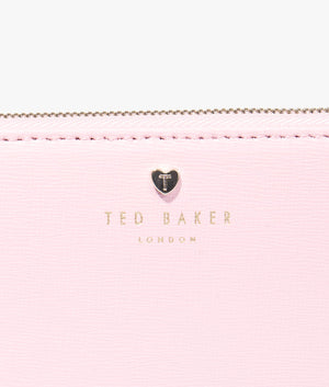 Hearten heart stud zip around purse in pale pink