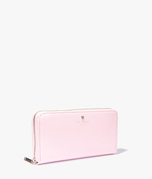 Hearten heart stud zip around purse in pale pink