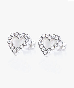 Pearlyy pearly heart stud earrings in silver