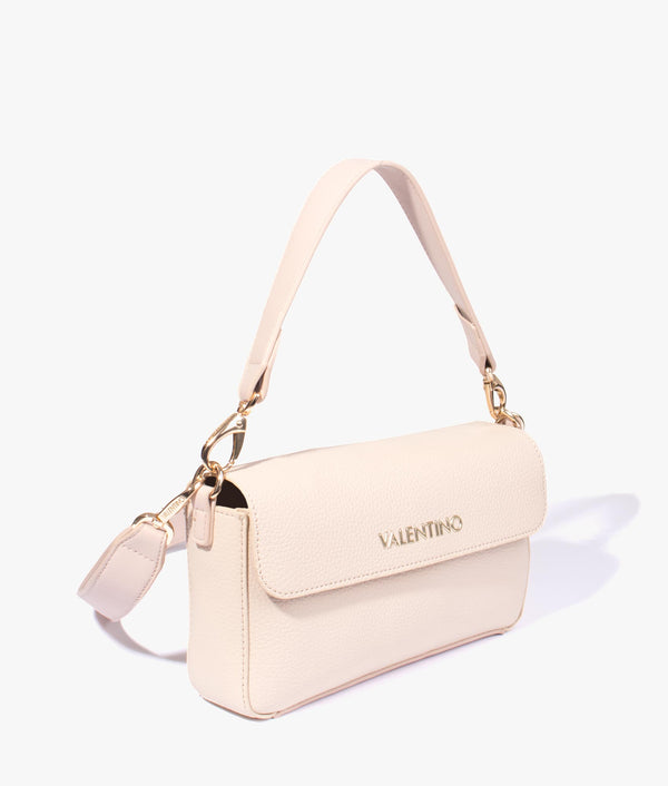 Valentino Bags Alexia Ecru Logo Strap Shoulder Bag