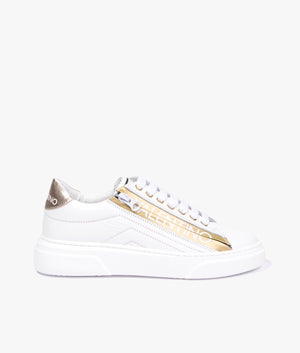 Stan lace up sneaker in white & gold