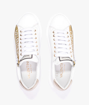 Stan lace up sneaker in white & gold