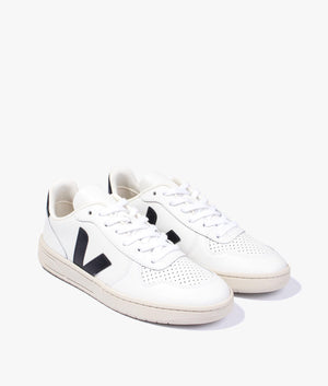 V-10 Leather trainer in extra white & black