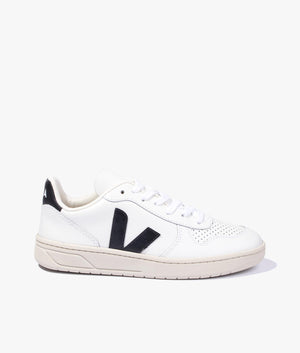 V-10 Leather trainer in extra white & black